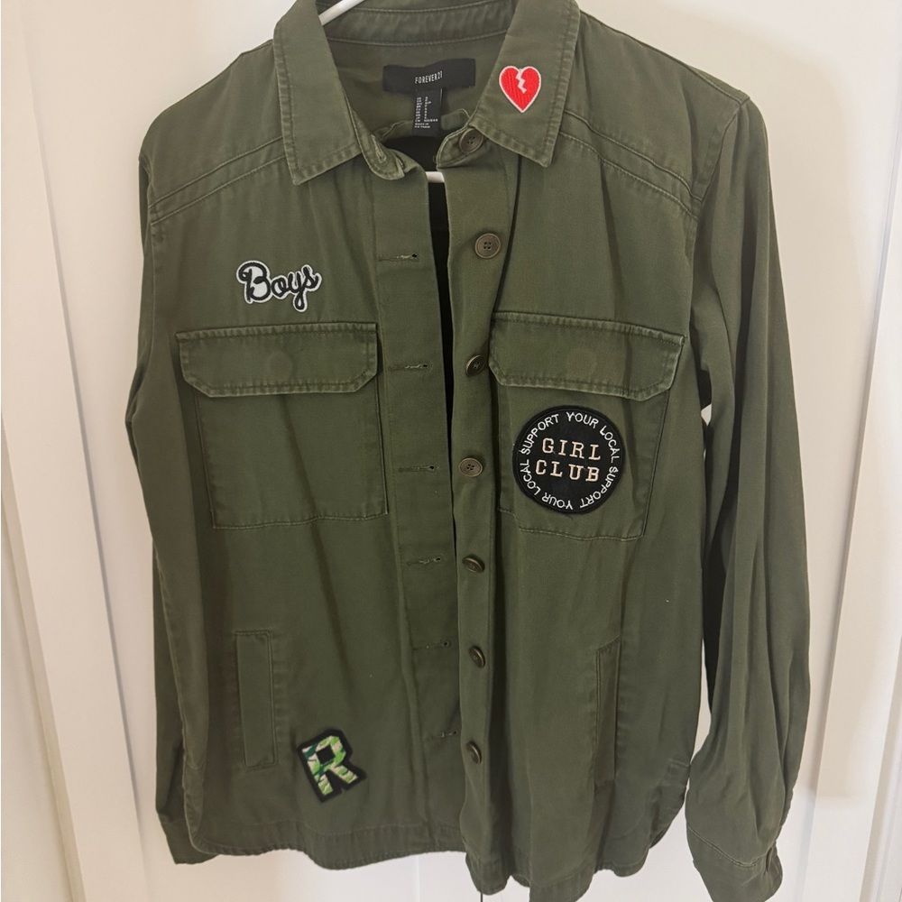 Fashion Nova Olive Green Patch Jacket
